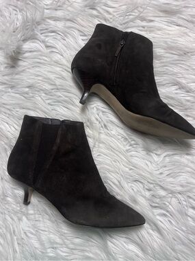 Donald J. Pliner Black Suede Pointed-Toe Ankle Booties